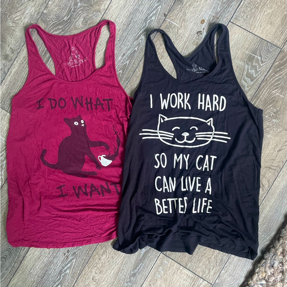 Great for CAT 🐈 lovers! 2 cute racerback tank tops - loose, comfy!
